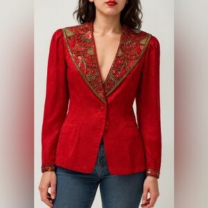 Vintage 1980s 💯 Silk Sequin Button Up Jacket